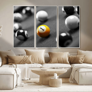 Wall Art Pool Table and Balls Canvas Print