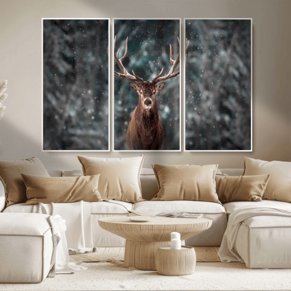 Wall Art Deer Art Animal Canvas, Framed Wall Art Deer Canvas