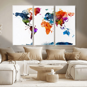 World Map Canvas Print – Detailed Map of the World Wall Art
