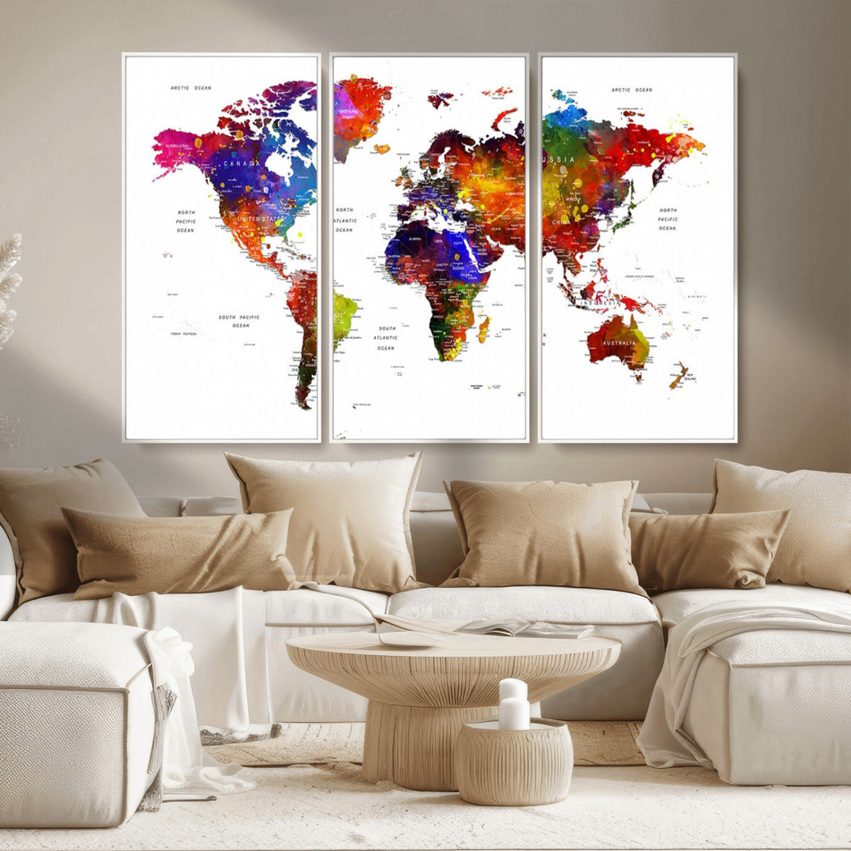 World Map Canvas Print – Detailed Map of the World Wall Art