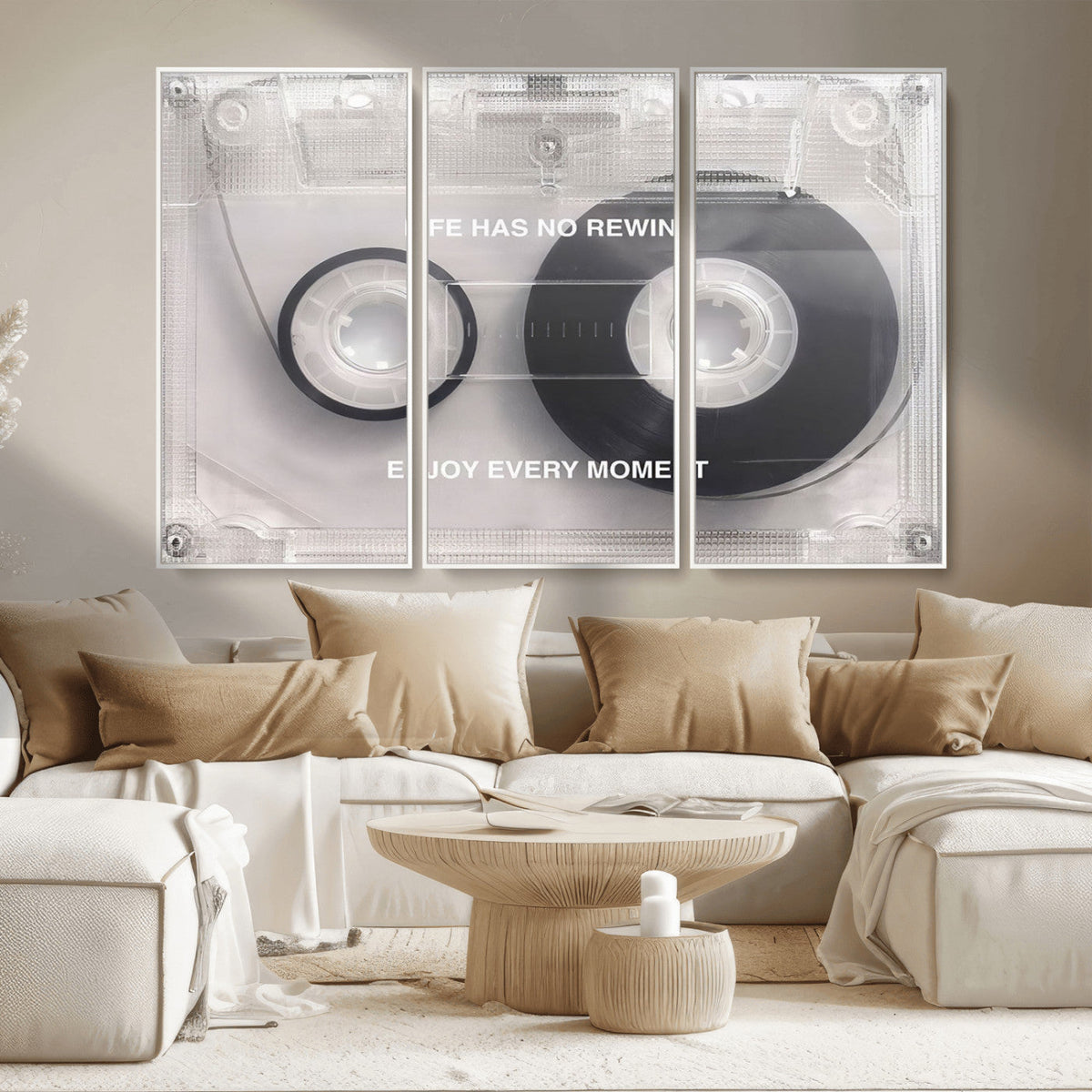Vintage Cassette Tape Canvas Wall Art - Inspirational 'Life