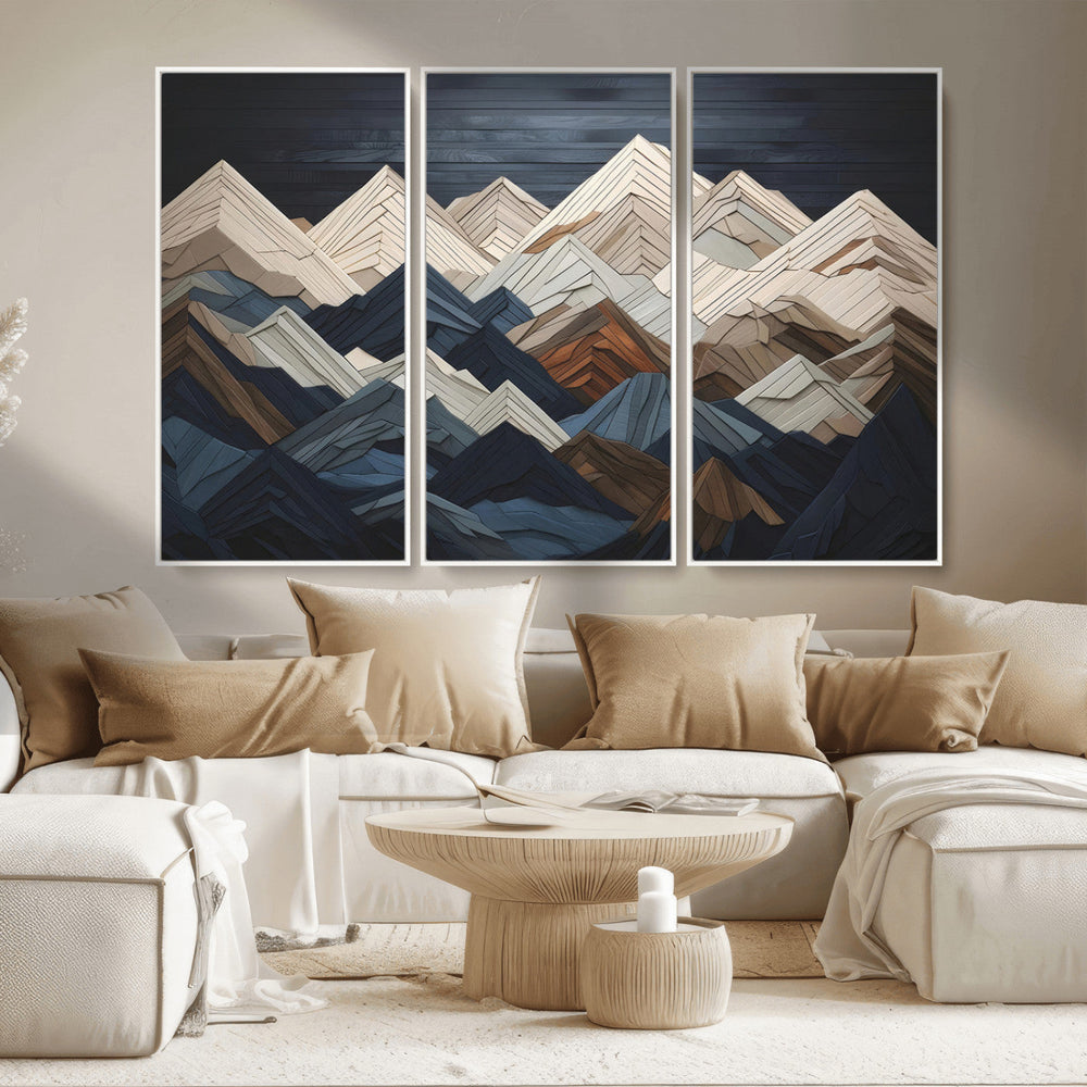 Mountain Wall Art – Modern Geometric Landscape Canvas Print,