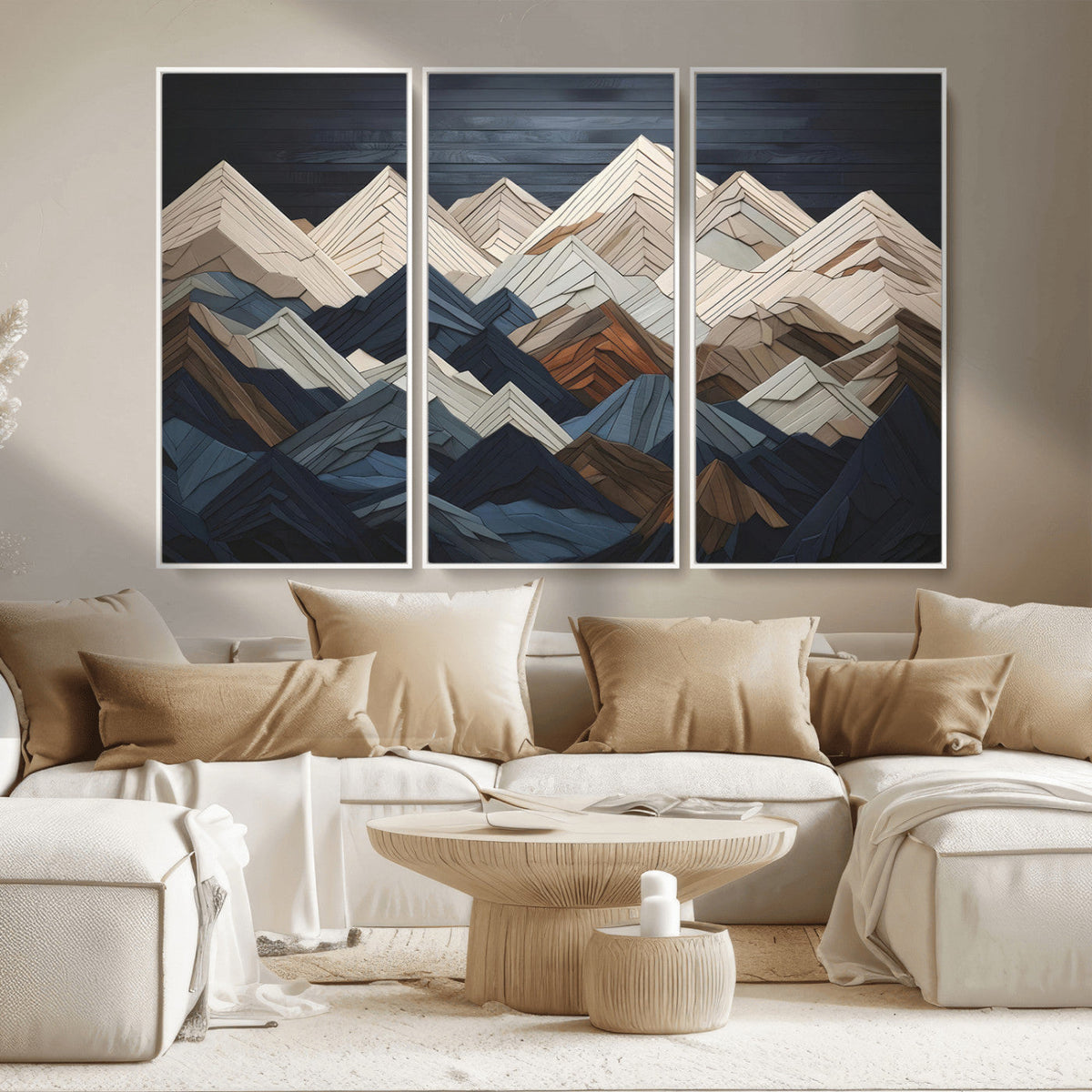 Mountain Wall Art – Modern Geometric Landscape Canvas Print,