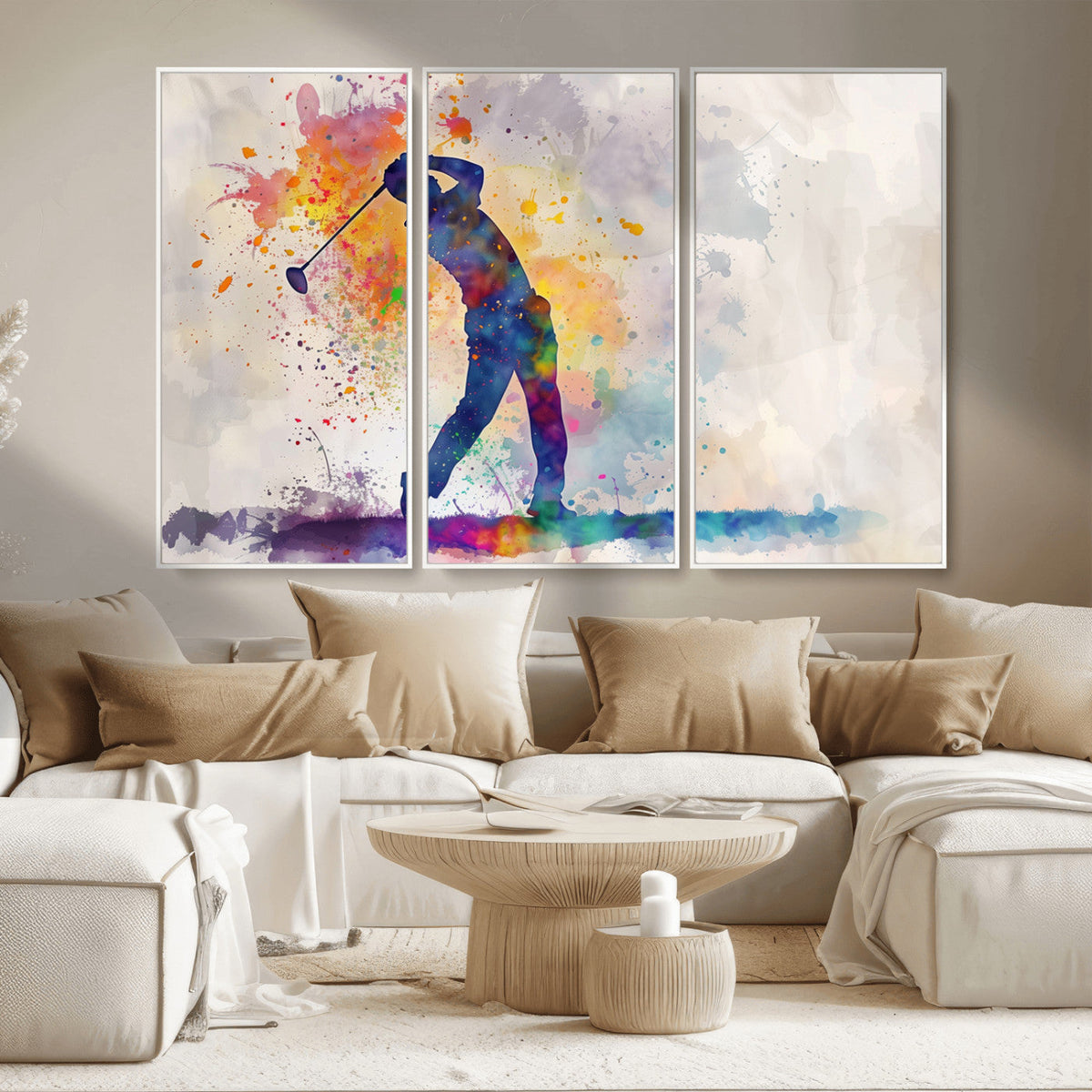 Watercolor Golf Swing Wall Art Canvas Print | Vibrant