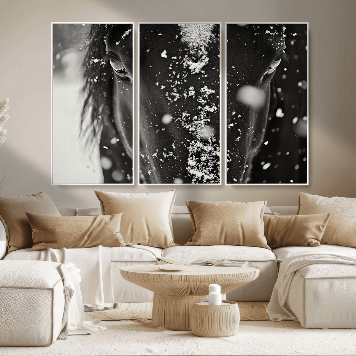 Winter Horse Snow Wall Art Canvas Print