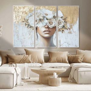 Golden Petal Wall Art - Canvas Print Flower Head Woman