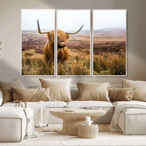 Scottish Highland Cow Canvas Wall Art – Rustic Farmhouse