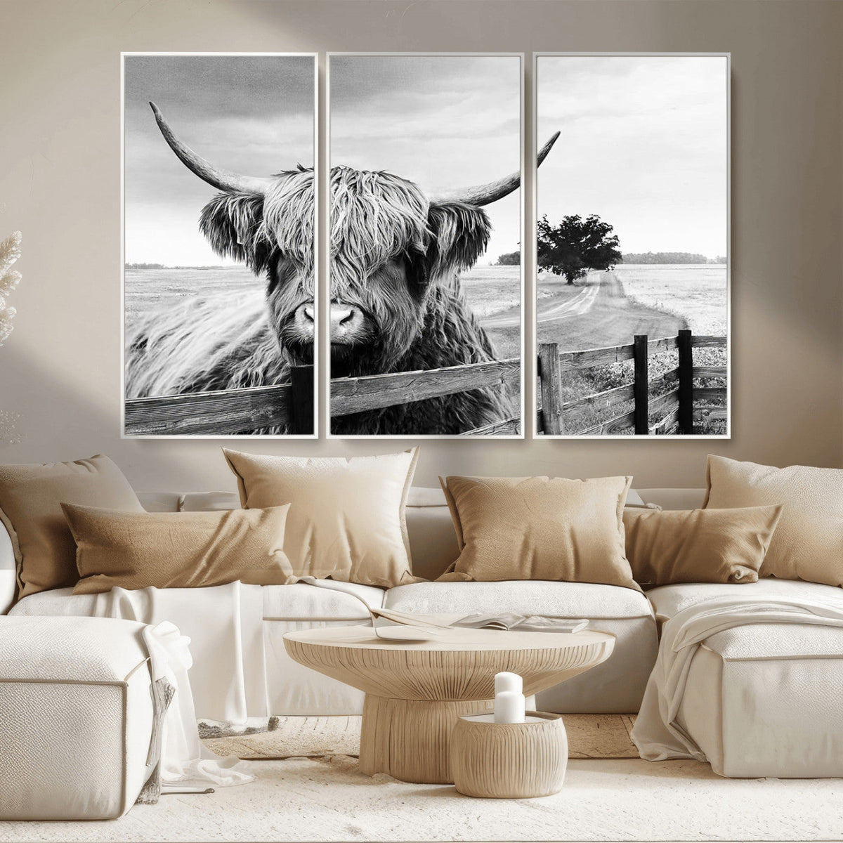 Scottish Highland Cow Wall Art | Rustic Farmhouse Décor |