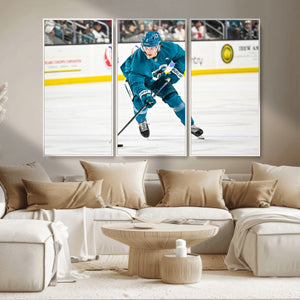 San Jose Sharks Ice Hockey Player Wall Art Canvas Print