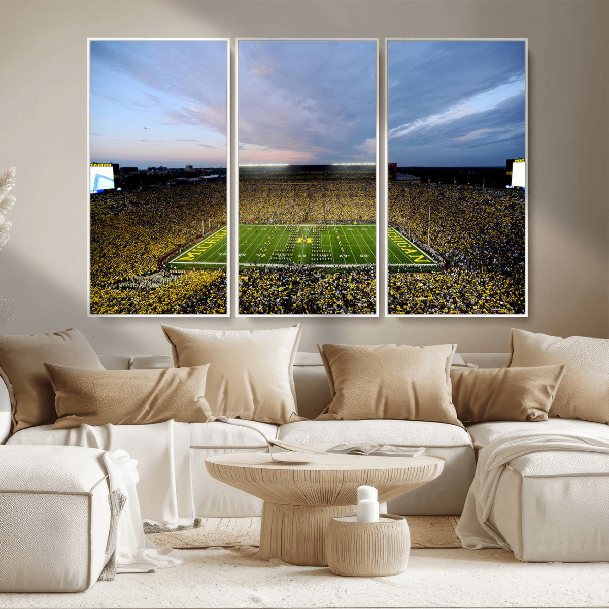 Michigan Stadium Wall Art Canvas Print, Vibrant Game Day