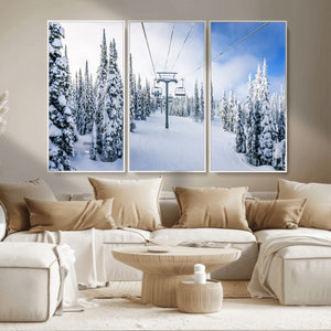 Winter Ski Lift Wall Art Print - Landscape Wall Art | Snowy
