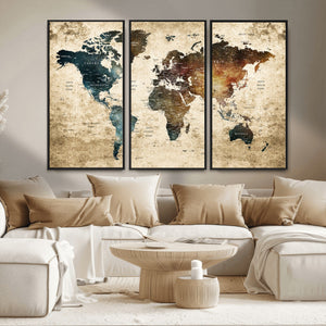 World Map Canvas Print – Detailed Map of the World Wall Art