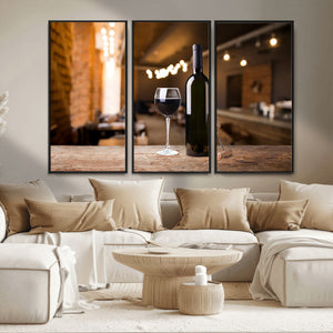 Wine and Bottle Wall Art Canvas Print