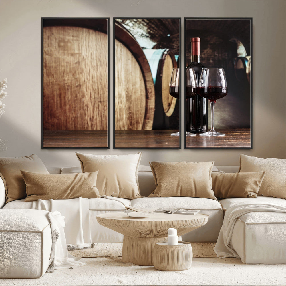 Wine and Barrel Wall Art Canvas Print