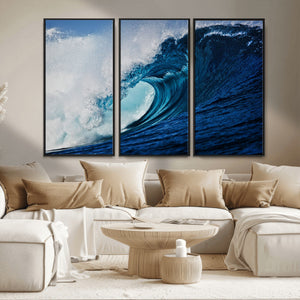 Ocean Wave at Sunset Canvas Art, Large Wall Print of Vibrant