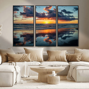 Beach Sunset Print - Stunning Ocean Canvas Artwork with