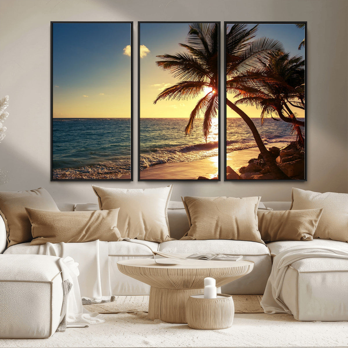 Sunset Palm Trees Wall Art Canvas Print
