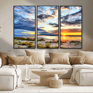 Sunset On The Ocean Wall Art Canvas Print
