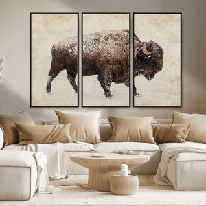 Buffalo Wall Art, Western Bison Canvas Print, Rustic Buffalo