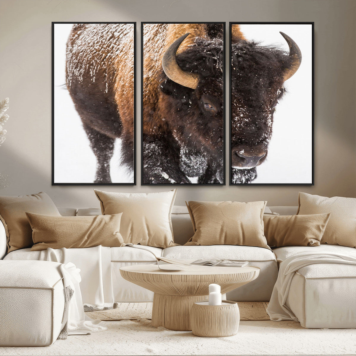 Bison Wall Art Canvas Print For Farmhouse, Wild Animal Wall