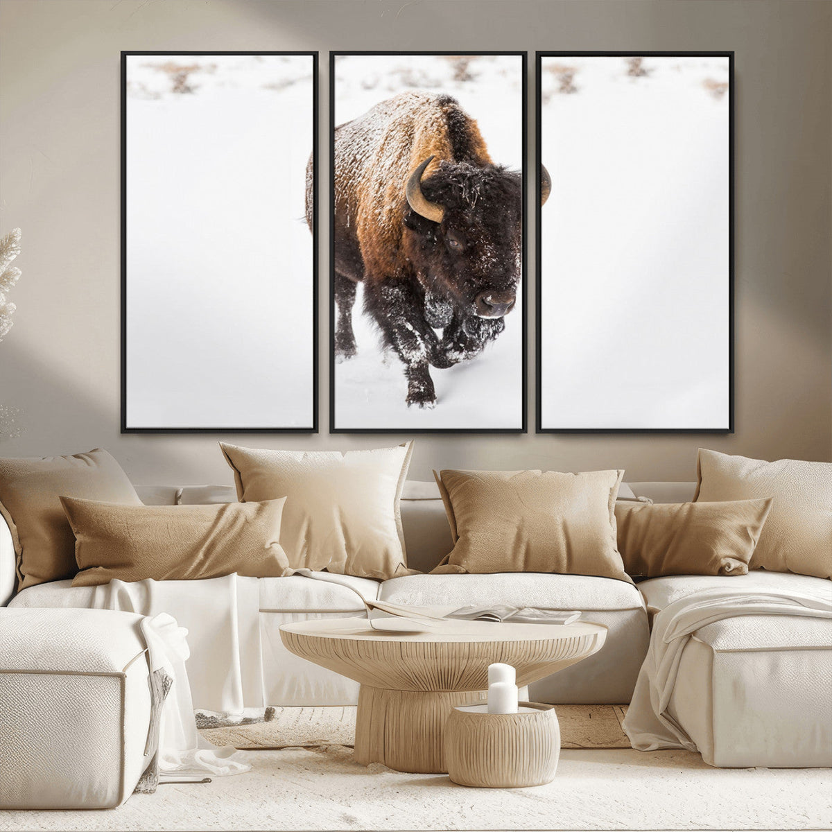 Bison Winter Wall Art Canvas Print For Farmhouse Decor