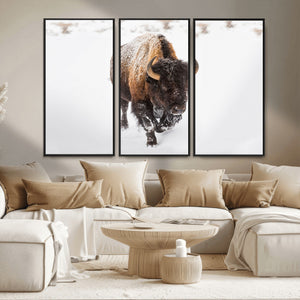 Bison Winter Wall Art Canvas Print For Farmhouse Decor