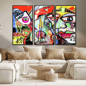 Picasso Style Art Abstract Canvas Wall Art Print , Colorful