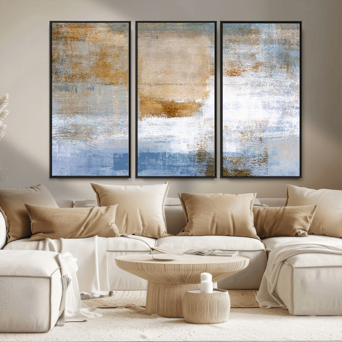Blue Multi Panel Abstract Wall Art Canvas, Abstract Blue and