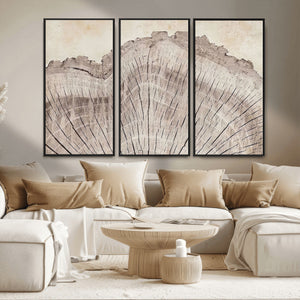 Tree Ring Wall Art Triptych, Rustic Wood Ring Canvas Print,