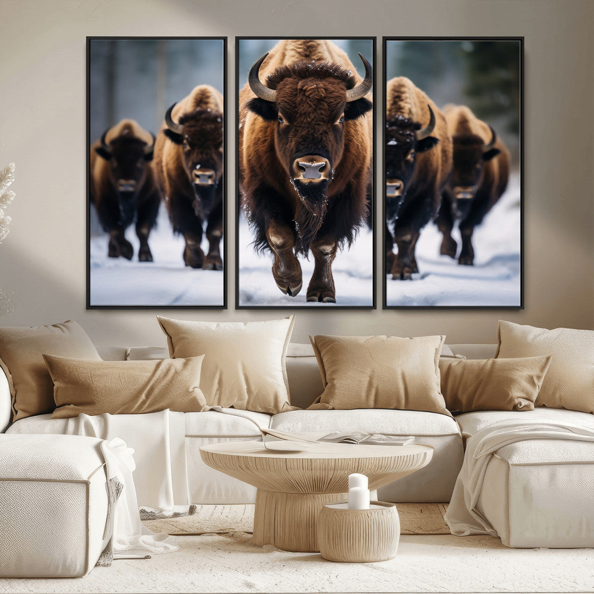 Buffalo Wall Art Canvas Print, American Bison Herd Wall Art