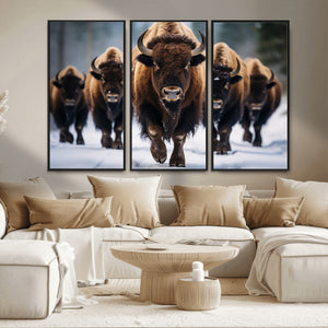 Buffalo Wall Art Canvas Print, American Bison Herd Wall Art