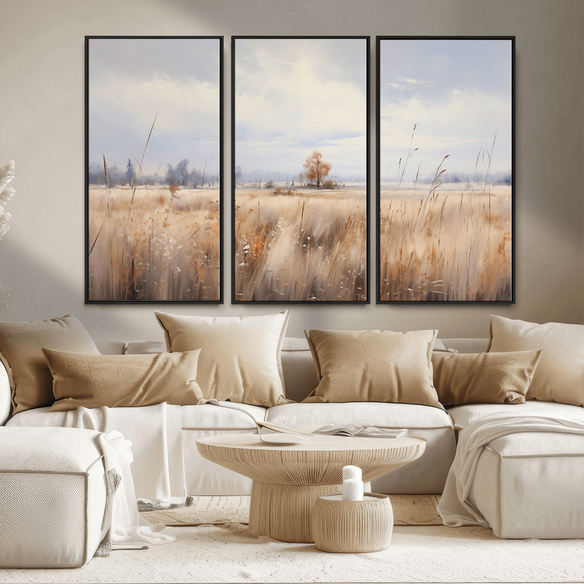 Golden Fields Wall Art Print Canvas – Serene Landscape of