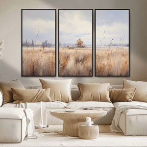 Golden Fields Wall Art Print Canvas – Serene Landscape of