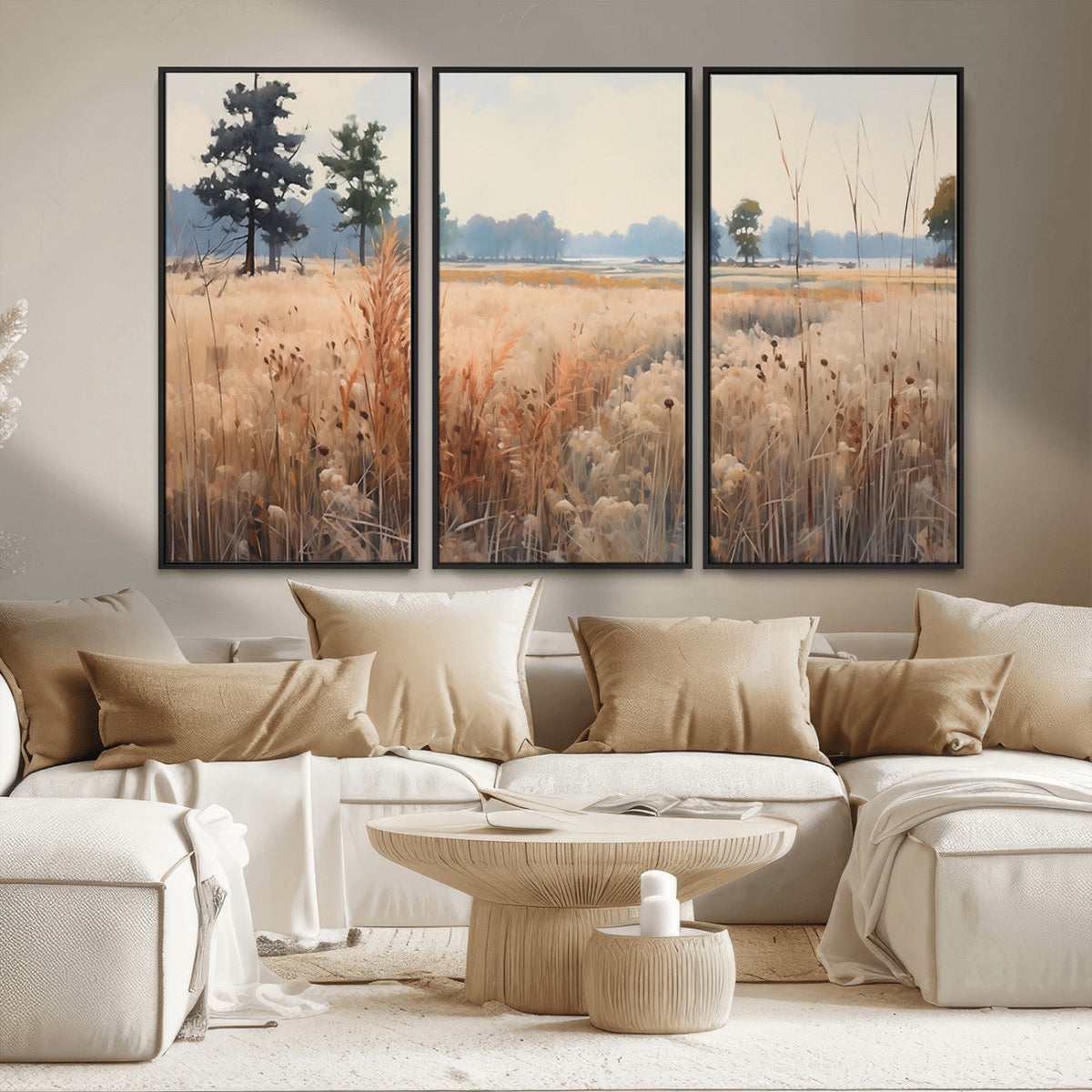 Golden Fields Canvas Wall Art Print – Serene Landscape of