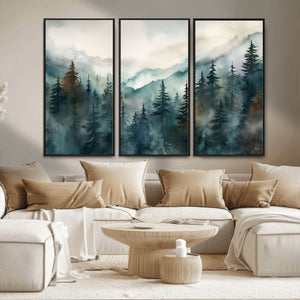 Serenity Forest Wall Art Canvas | Foggy Mountain Landscape