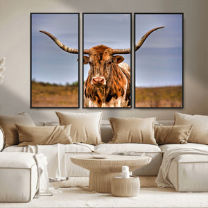 Texas Longhorn Wall Art Print, Framed Longhorn Cow Wall Art