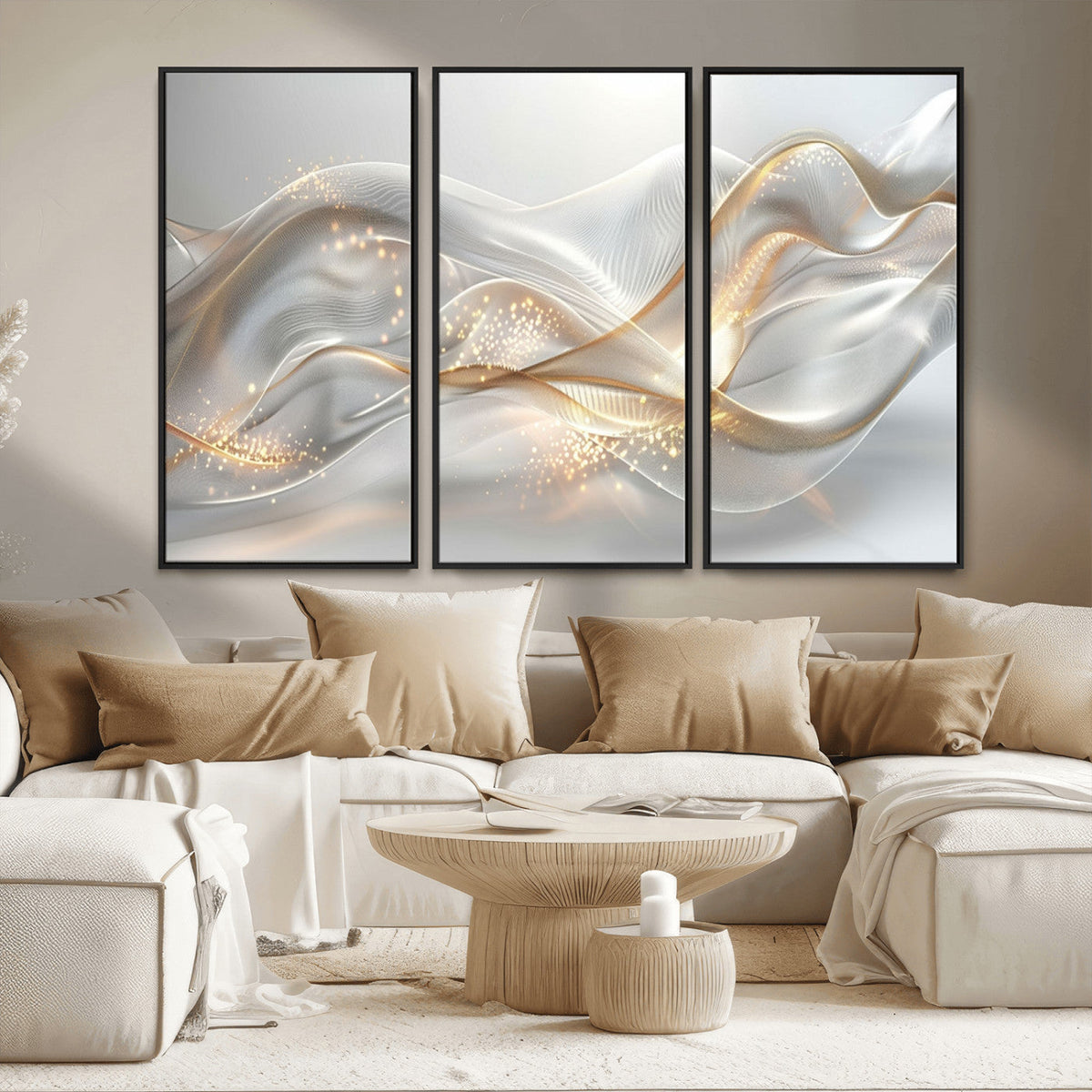 Abstract art Grey and Gold Lines Wall Art
