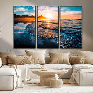 Sunset Beach Ocean Canvas Wall Art – Tranquil Ocean