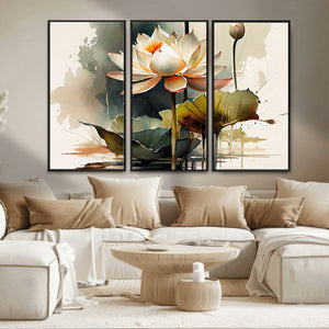 Lotus Flower Watercolor Canvas Print – A Symbol of Serenity