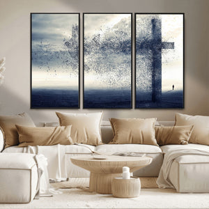 Jesus and the Fading Cross Wall Art Print – Symbol of Faith,