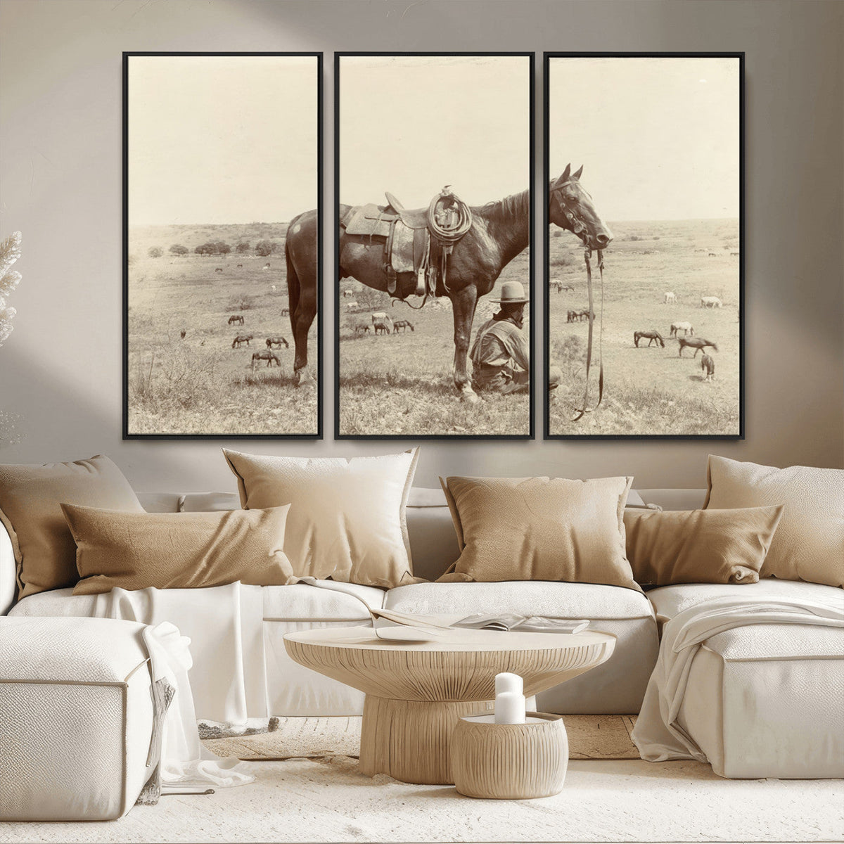 Cowboy Wall Art - Western Horse Canvas Print - Vintage