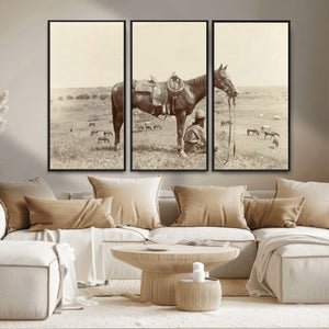Cowboy Wall Art - Western Horse Canvas Print - Vintage