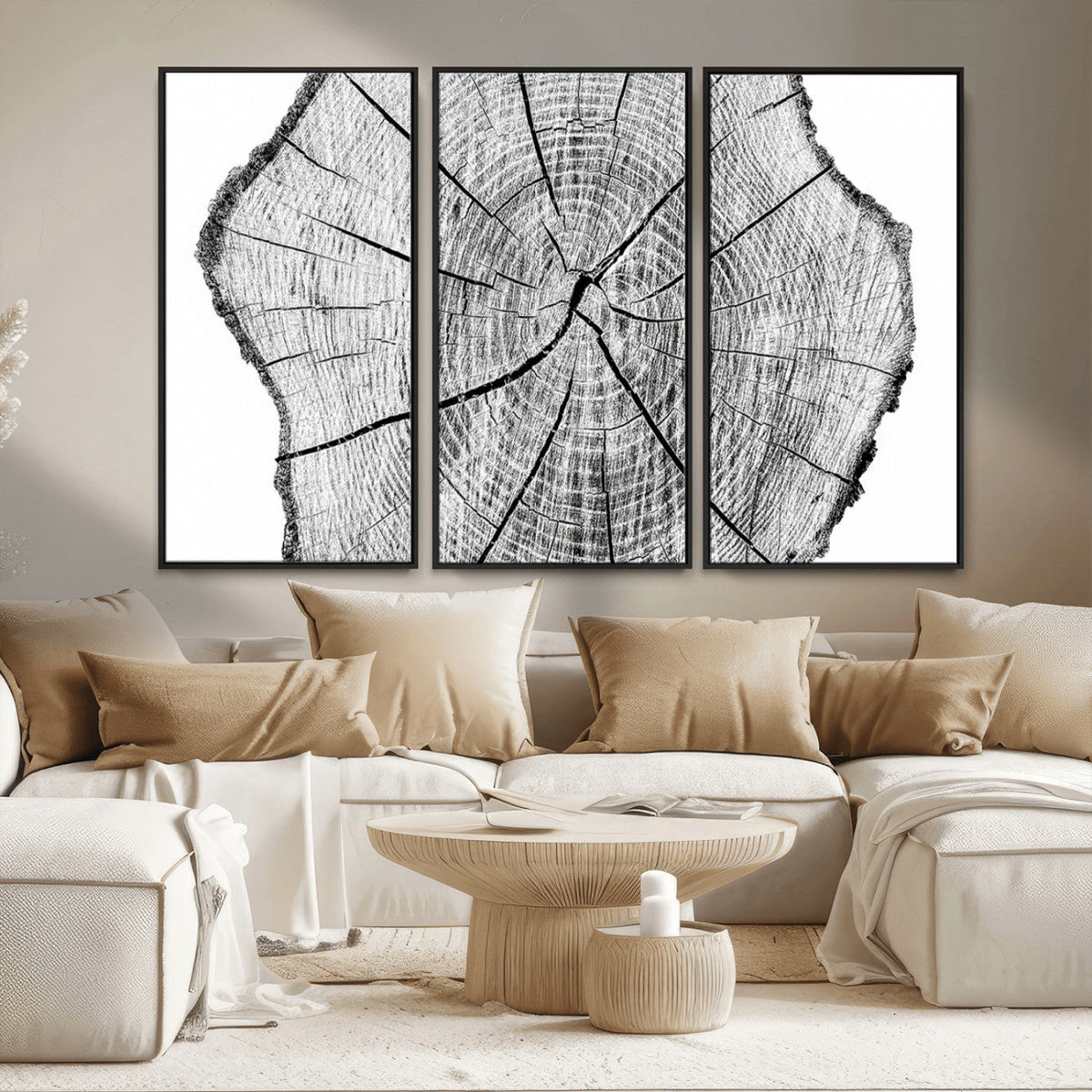 Rustic Tree Ring Wall Art Canvas Print – Framed and Ready to