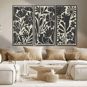 Modern Botanical Wall Art - Floral Black and White Canvas