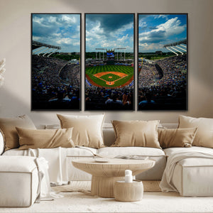 3-Panel Kauffman Stadium Wall Art Print | Large Kansas City