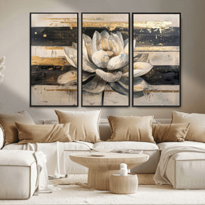 Lotus Flower Wall Art – Framed Abstract Floral Canvas