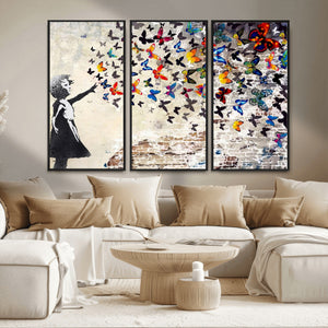 Banksy Graffiti Wall Art Canvas Print: Girl Releasing