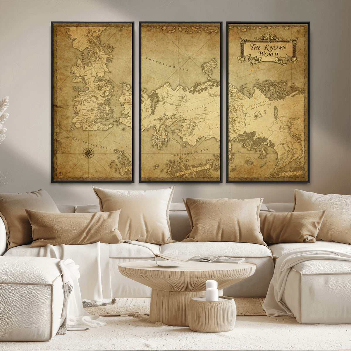 Vintage Game of Thrones Map Wall Art | Westeros and Essos