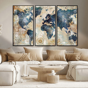World Map Canvas Print – Framed Wall Art for Couples,