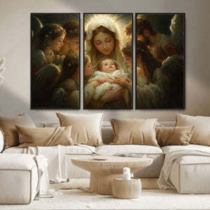 Mary Jesus Canvas Wall Art Print - Madonna and Child with